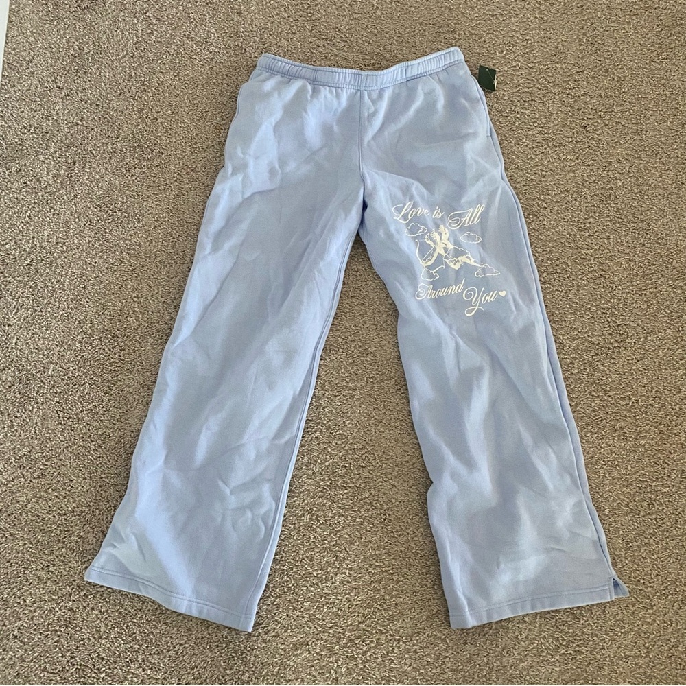 Wild Fable NEW Women's Sky Blue Fleece-Lined Graphic Print Sweatpants